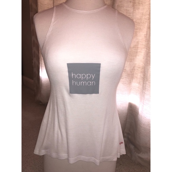 PEACE LOVE WORLD WHITE HAPPY HUMAN TANK - Picture 1 of 3